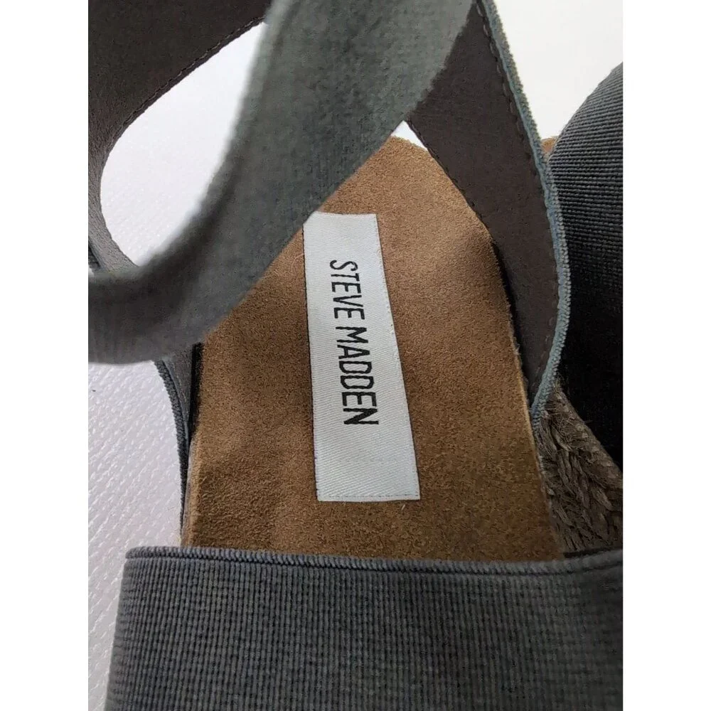 Steve Madden Sandal Womens‎ 6 Gray Platform Espadrille Strappy Open Toe Kimmie